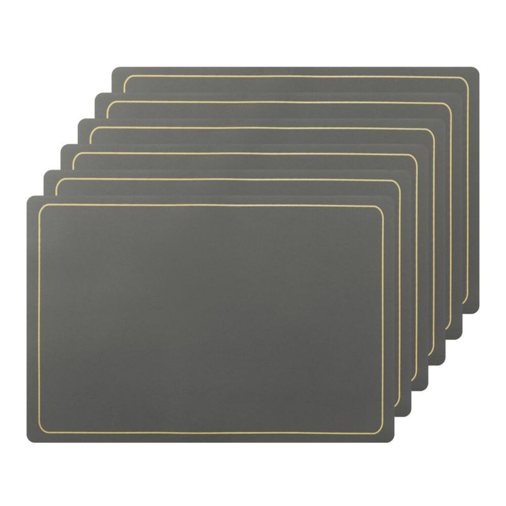 Set of 6 Heat Resistant Faux Leather Placemats 18x12 Inch Grey